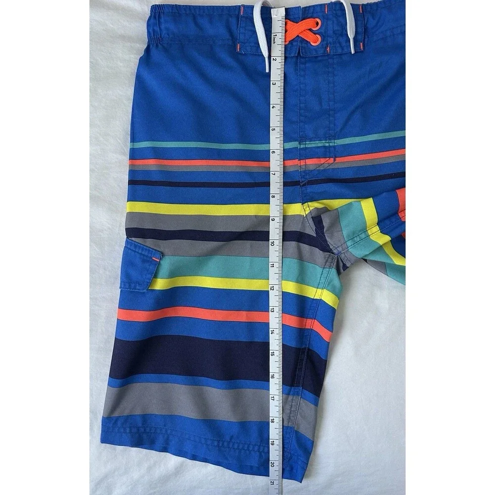 Cat & Jack Boys Swim Trunks Size XL (16) Blue Striped Lined Elastic Drawstring